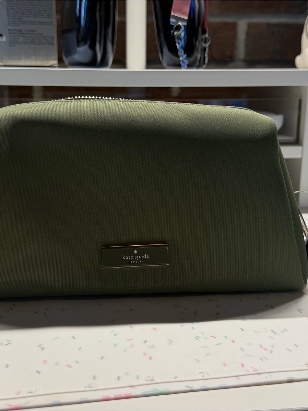 kate spade Olive Green makeup  bag
